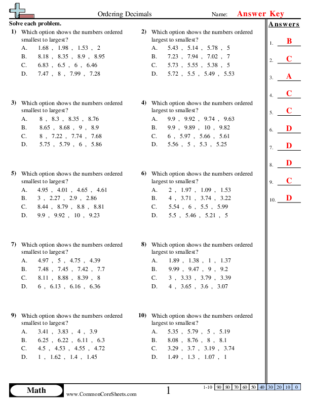  - up-to-hundredths worksheet