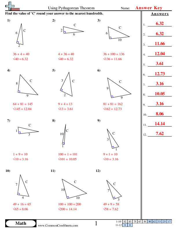  - using-pythagorean-theorem worksheet